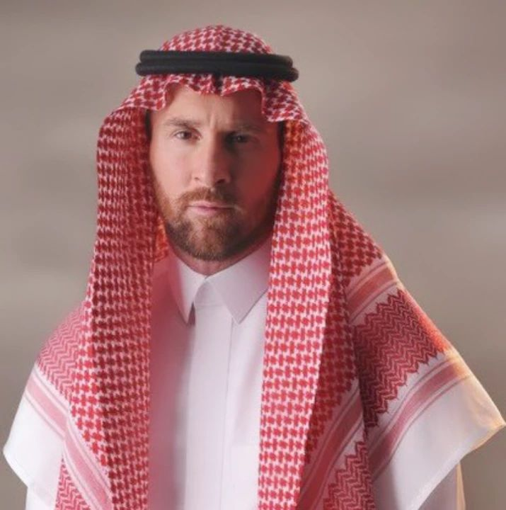تبلیغ شال عربی توسط مسی 1 تبلیغ شال عربی توسط مسی